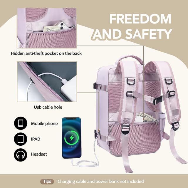 Detalle 2 de Xkdoai sac à dos cabine voyage 42x30x18