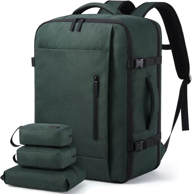 Detalle de LOVEVOOK Reiserucksack fürs Handgepäck 40 l (52 x 36 x 22 cm) für bis zu 17,3 Zoll Laptop, Dunkelgrün