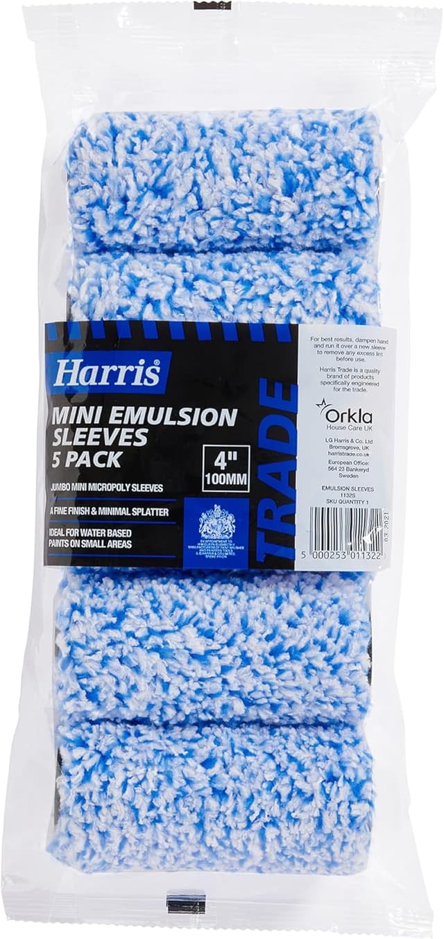 Detalle 2 de Harris Trade Jumbo Mini Roller Set replacement sleeves, 5 pack (4 inch micropoly)