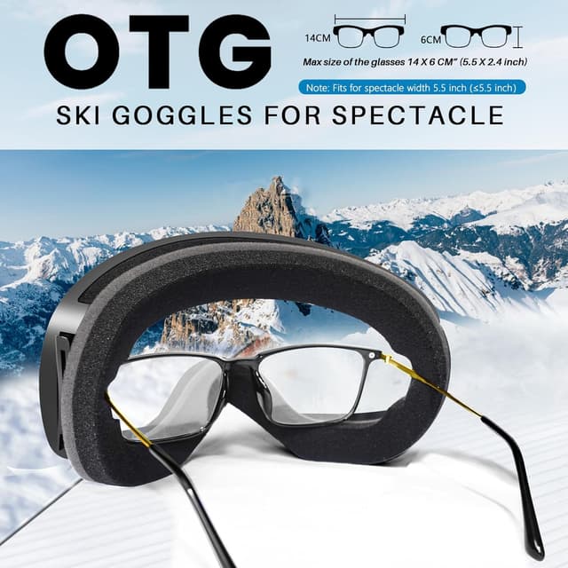 Detalle 2 de GlaRid Ski Goggles OTG Snowboard Goggles with 100% UV Protection and Anti-Fog