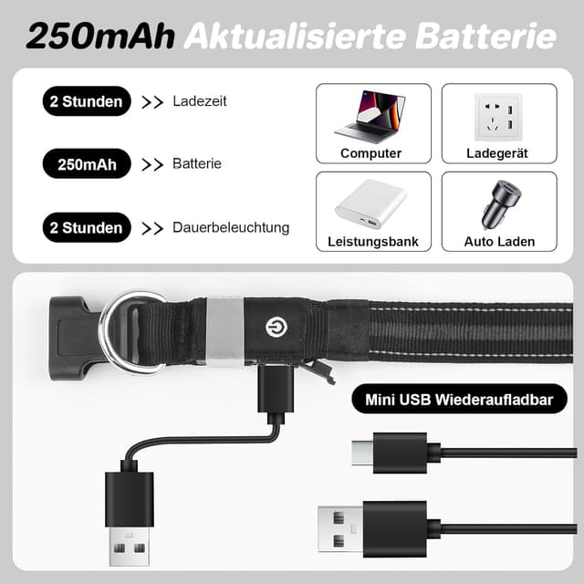 Detalle 2 de Feycig Leuchthalsband für Hund L 48-60 cm