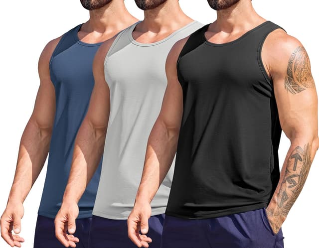 Detalle de COOFANDY Canotta uomo in confezione da 2/3: tank top traspirante senza maniche per palestra, yoga e uso casual
