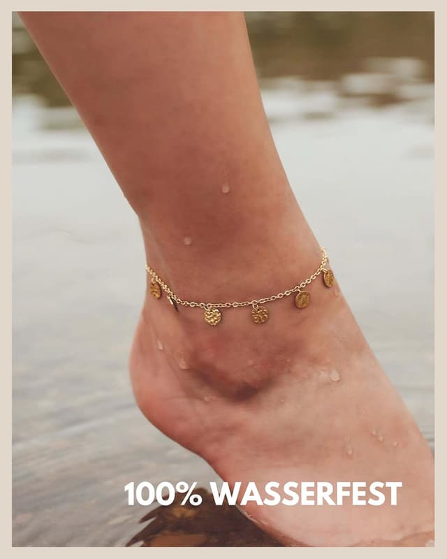 Detalle de GD GOOD.designs Damen-Fußkettchen aus 316L Edelstahl – wasserfest, von 22 bis 27 cm verstellbar