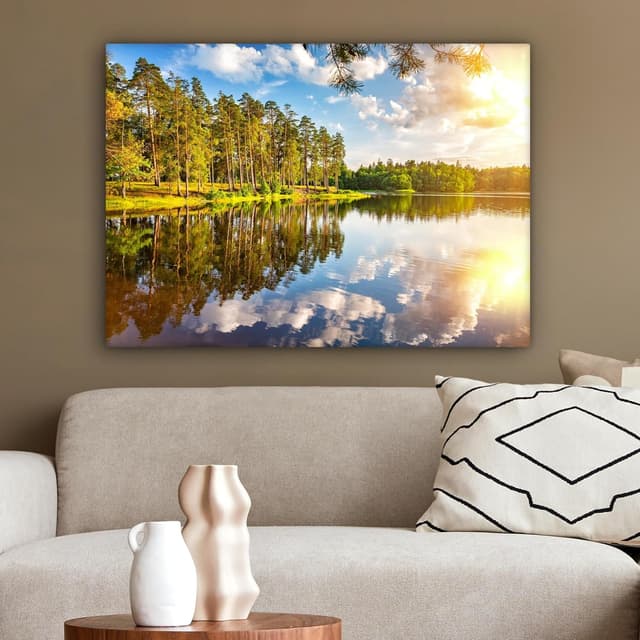 Detalle 2 de Tableau toile 70x50 Eau Arbres nature