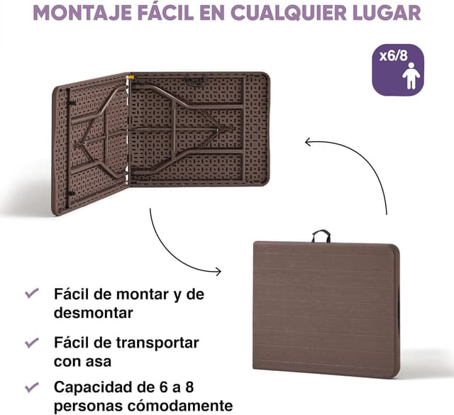 Thumbnail 6 de KG KITGARDEN Mesa plegable portátil 180×74 cm