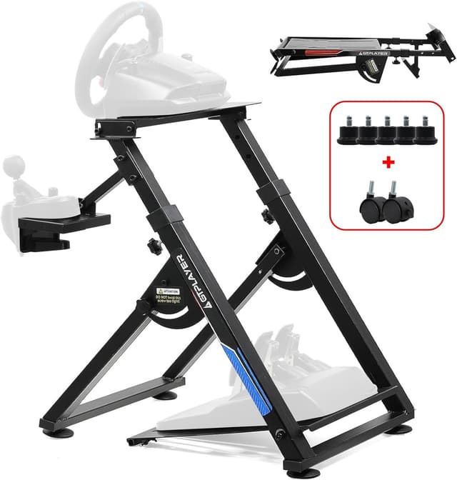 Detalle 2 de Support de volant GTPLAYER pour G923 / G29 / G920 / T300RS (avec pédale 5 vitesses) – Réglable en hauteur et repose-pieds