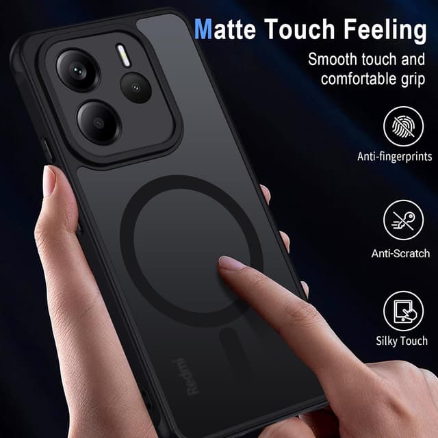 Detalle de Coque XTCASE pour Xiaomi Redmi Note 14 4G magnétique compatible MagSafe – noir, dos mat translucide