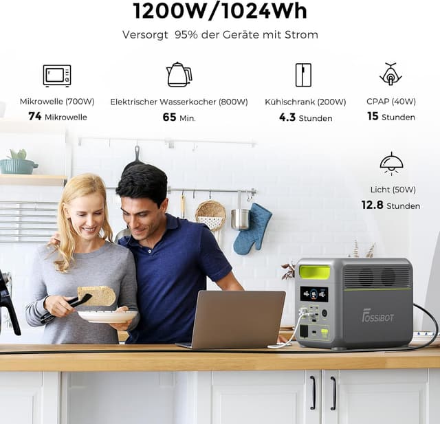 Detalle 2 de FOSSiBOT Powerstation F1200 1024Wh