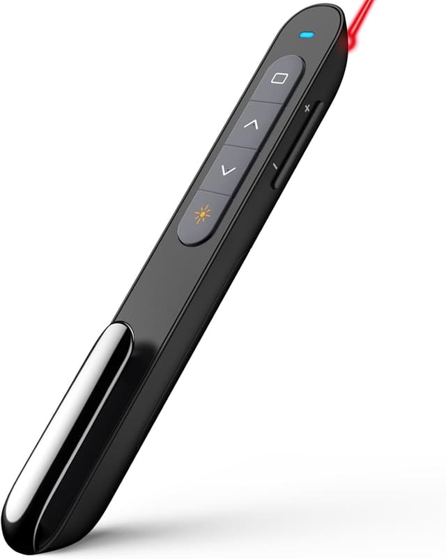 Detalle de Norwii N27 Wireless Presentation Clickers (N27) – USB-A plug-and-play presenter remote for PowerPoint, Black