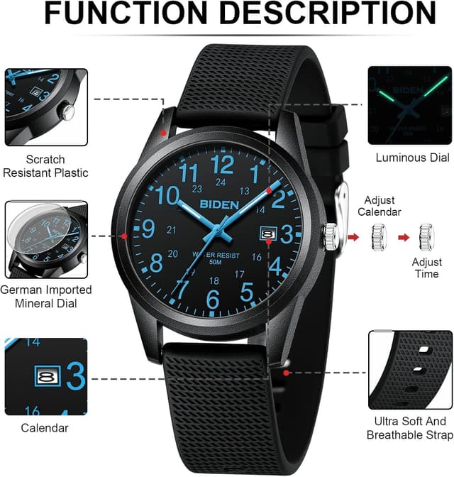 Thumbnail 6 de Herren Analog-Quarz-Armbanduhr mit 30 m Wasserdichtem Silikonarmband (Mode Designer Uhr)