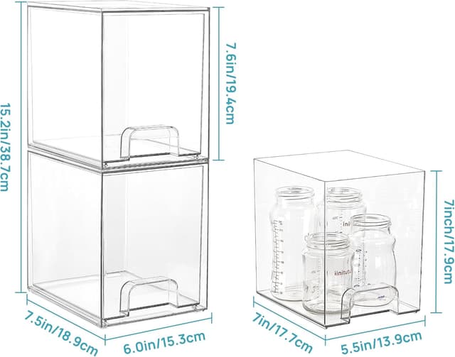 Detalle de Vtopmart 4 Pack Clear Small Stackable Storage Drawers (acrylic organisers)