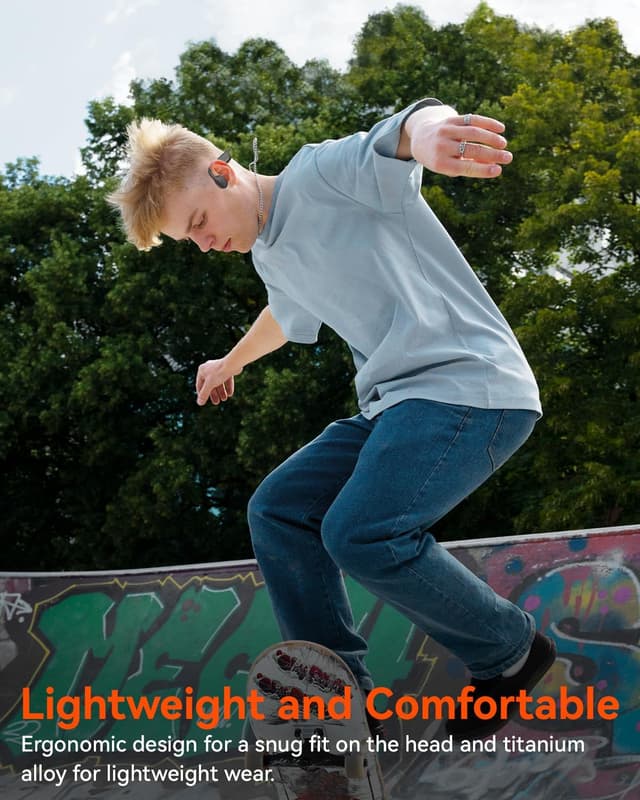 Detalle de SANOTO Cuffie a conduzione ossea Bluetooth 5.3 con doppio microfono ENC e autonomia fino a 8 ore (IPX6)