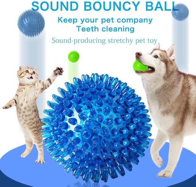 Detalle de Tharvolex 6-Pack Squeaky Spiky Rubber Dog Balls (65mm) for Chewers & Teeth Support