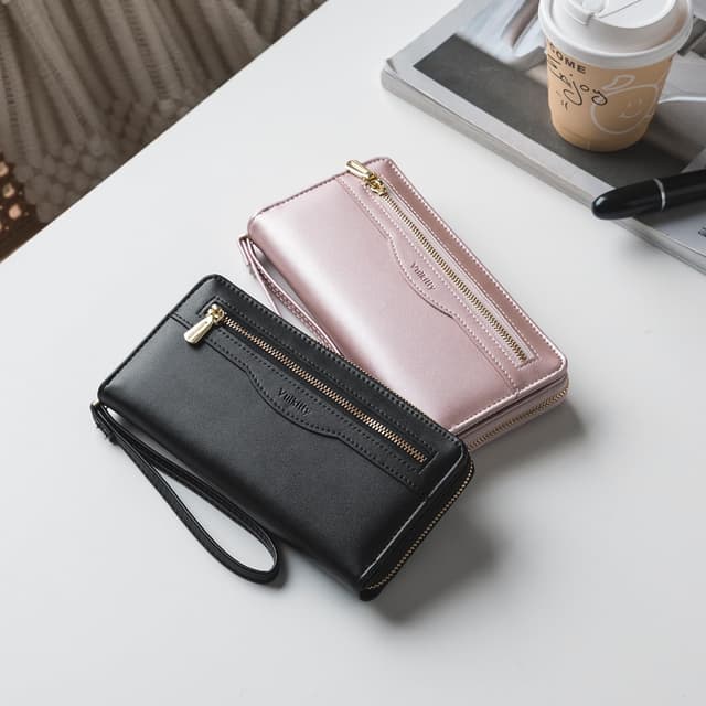 Thumbnail 6 de Vulkitty grand portefeuille RFID pour femme en cuir végane rose brillant avec dragonne