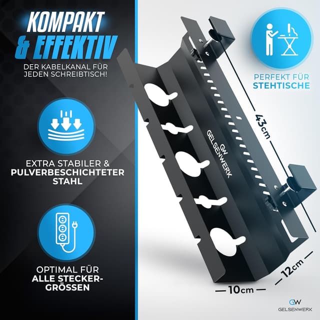 Thumbnail 2 de GELSENWERK Kabelkanal Schreibtisch 2er Set