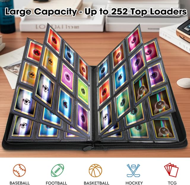 Detalle 2 de Old Canal Top Loader Binder (9 Pockets) for Top Loaders Only, Holds 252 Card Savers, Gray