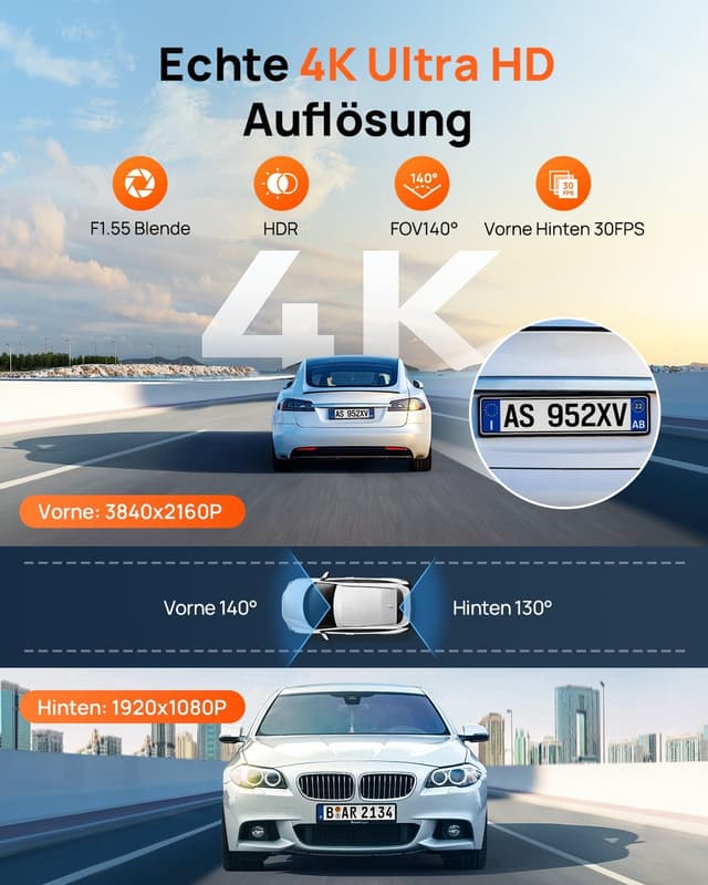 Detalle 2 de 70mai A800SE Dashcam Front+Rück 4K HDR