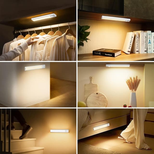 Detalle de daphomeu 5 Pack Rechargeable Under Cupboard Kitchen Lights (20CM) with Motion Sensor