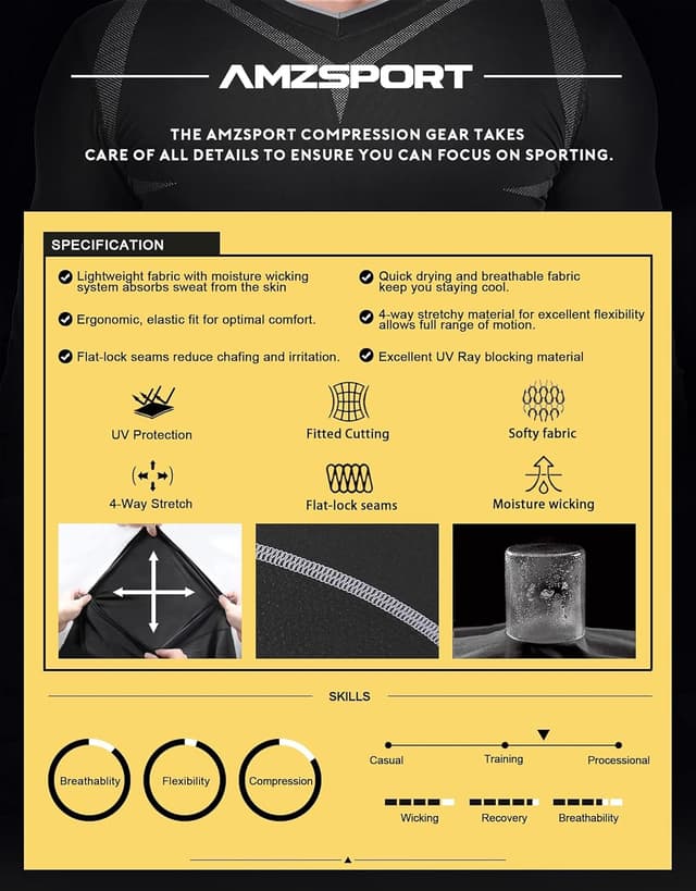 Thumbnail 4 de AMZSPORT Canotta Compressione Uomo asciugatura rapida