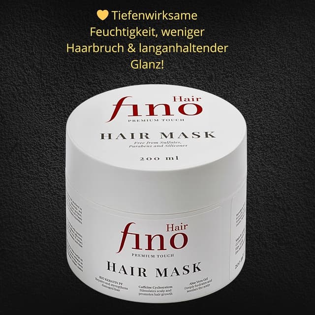 Detalle de fino Hair Premium Touch Haarmaske mit Biotin, Keratin & Arganöl – Tiefenpflege ohne Silikone & Parabene (200 ml)