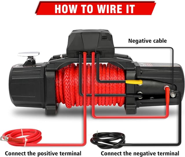 Detalle de X-BULL Winch 10000 lb Electric Winch Kit (12V) with IP67 Wireless Remote and Synthetic Rope