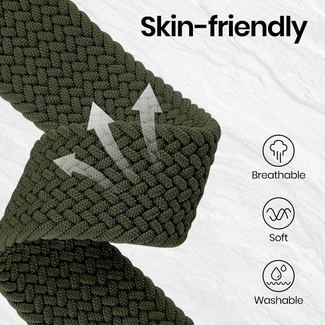 Detalle de Joehwerr 18mm Braided Stretch Nylon Sport Strap with Parachute Buckle (Army Green) – compatible with select Garmin models