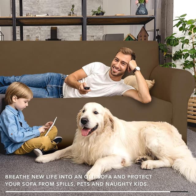 Detalle de Ystyle Funda Sofá 2 Plazas Marrón