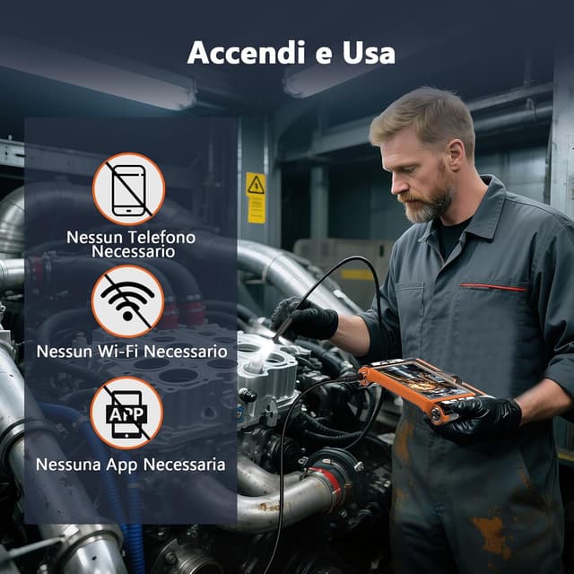 Thumbnail 5 de Ferdiiz Endoscopio Professionale 7" IPS 1920P HD 1920P con tripla lente e LED regolabili, sonda IP68 con cavo semi-rigido 5 m