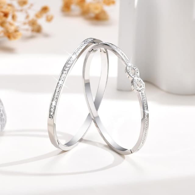 Thumbnail 6 de VNOX Bracelet Femme Infini 4 mm argenté, acier inoxydable et zirconia cubique