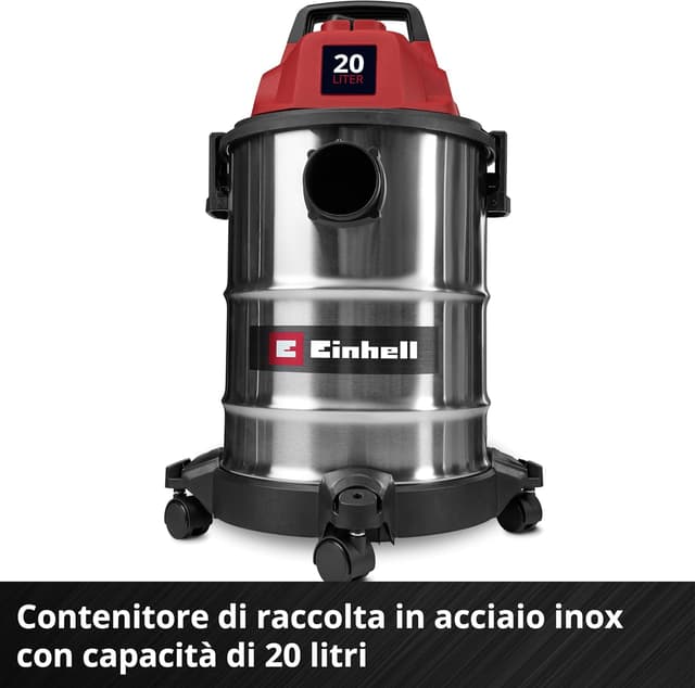 Detalle de Einhell Aspiratore a secco e umido TC-VC 2045 S da 900 W con serbatoio inox da 20 l