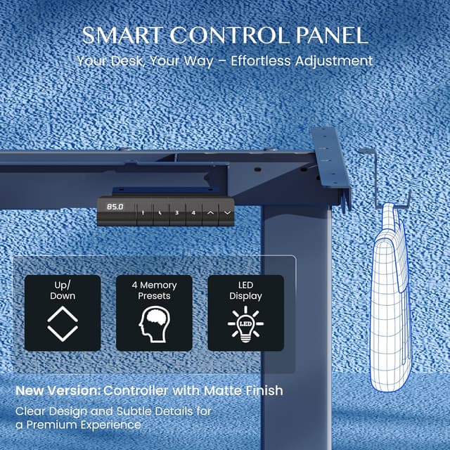 Detalle de FLEXISPOT Bureau assis-debout à 2 moteurs FlexiSpot avec panneau mémoire et anti-collision, cadre acier (70 à 119 cm)