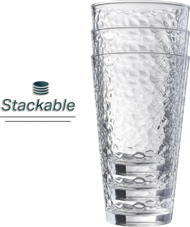 Thumbnail 3 de Set of 10 Hammered Glass Cups 16oz