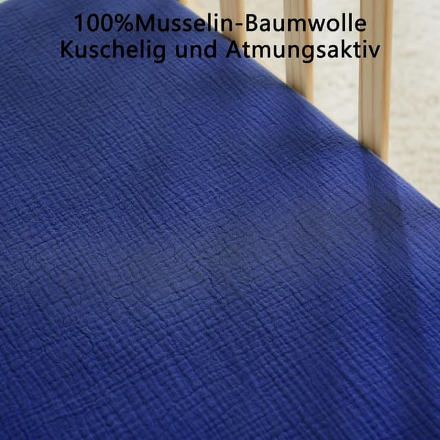 Detalle de Kewlife gift Baby Musselin Spannbettlaken 80×50 cm (100 % Baumwolle) für Kinderwagen & Kinderbett, 2er-Set