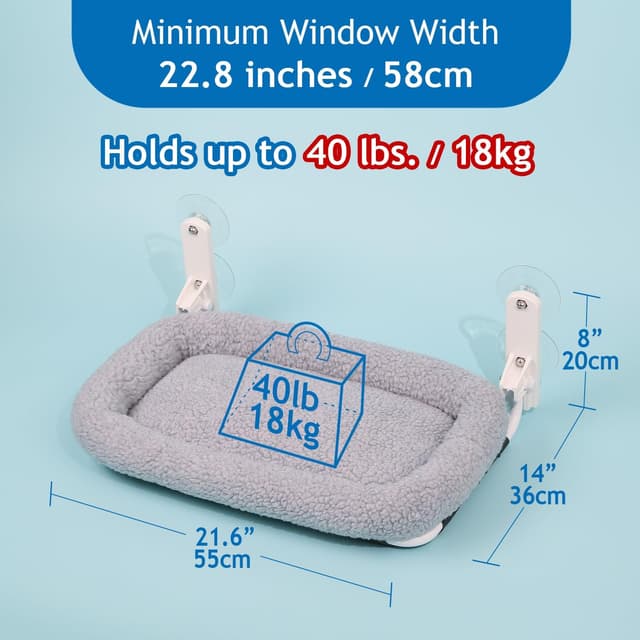 Detalle 2 de Zakkart faltbare Katzenhängematte fürs Fenster (grau, Mittel) – mit Metallrahmen, waschbarem Bett