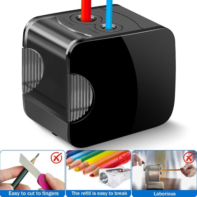 Thumbnail 6 de Temperamatite elettrico USB professionale doppio foro per matite 6-12 mm con serbatoio e 4 lame di ricambio