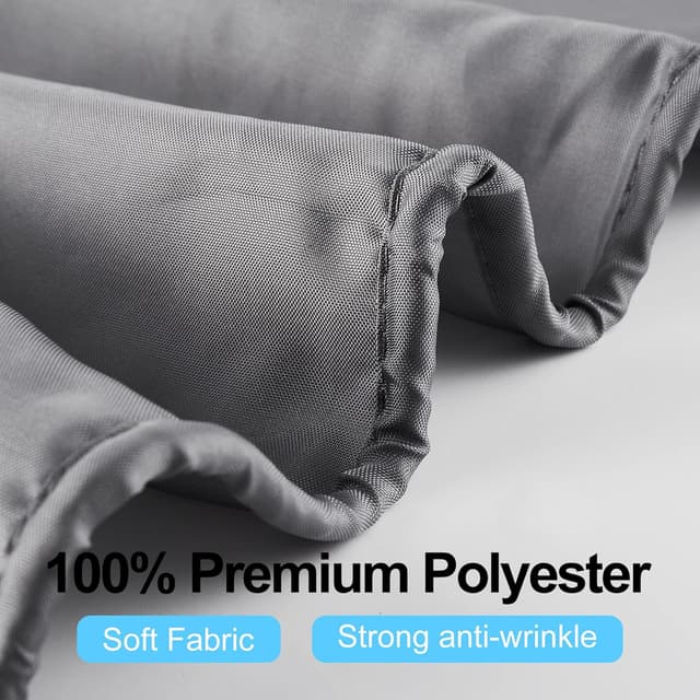 Detalle de DUFU Rideau de douche séchage rapide 180 x 200 cm gris foncé (polyester imperméable, semi-transparent) avec 12 crochets