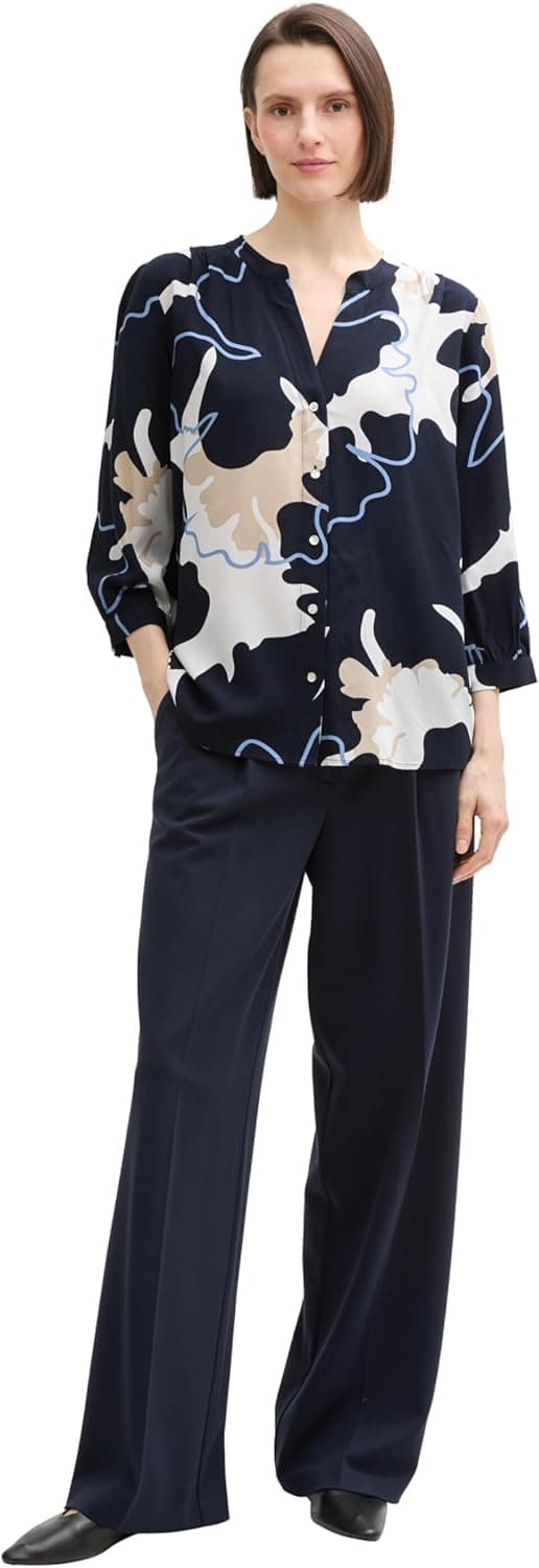Detalle 1 de TOM Tailor camicetta da donna con motivo Big Floral Shapes Design 37124 (maniche 3/4) taglia 42