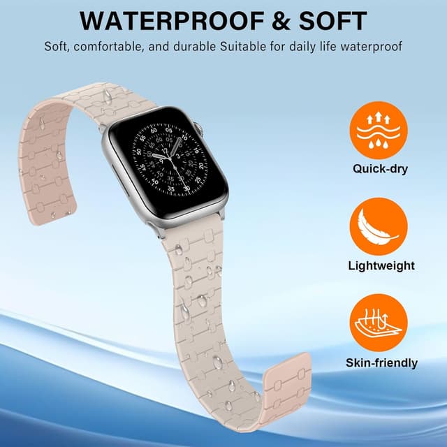 Detalle de Sixmoat Double Sided Magnetic Straps for Apple Watch (Starlight-Pink) – Soft Silicone Fit for 42/41/40/38mm