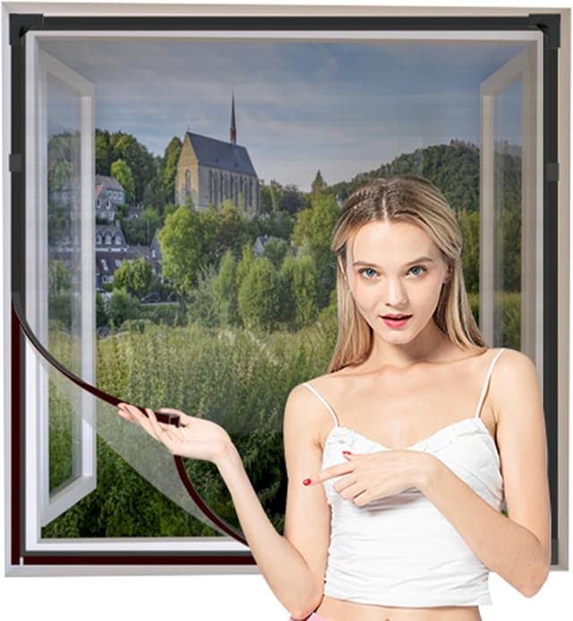 Detalle de NeatiEase Adjustable DIY Magnetic Fly Screen Window (Max 90 x 140 cm) – Grey frame, black mesh