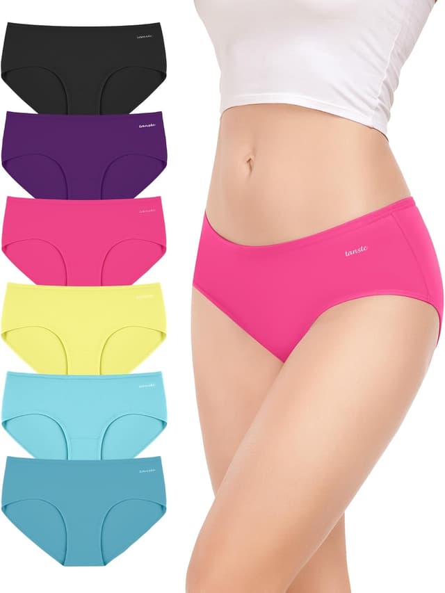Detalle de TANSTC Damen Hipster-Slips im 6er-Pack aus Baumwolle (niedrige Taille, Stretch)