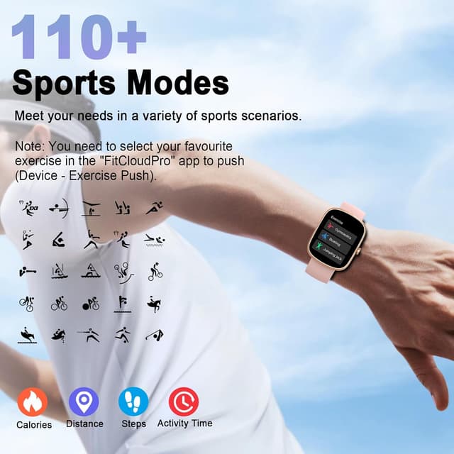 Detalle de IA Montre connectée pour Femme/Homme avec ChatGPT, écran 1,91" et appels Bluetooth (IP68) – FitCloudPro