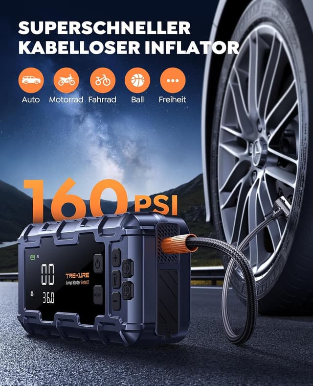 Detalle de TREKURE Powerbank Starthilfe 6500A mit Kompressor