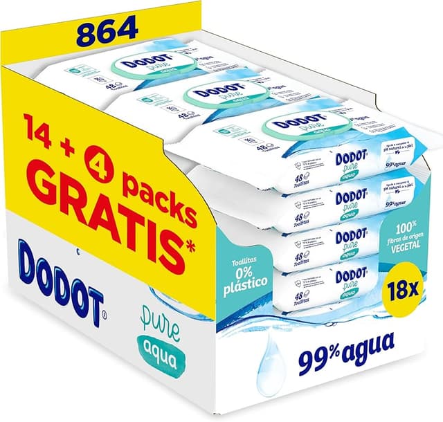 Imagen de Dodot Toallitas Pure Aqua para Bebé - 864 Toallitas 💧 en OfertitasTOP
