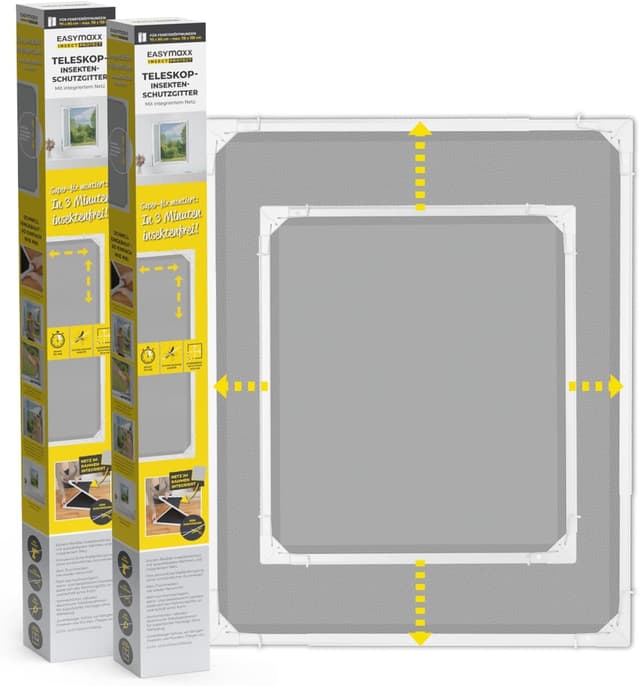 Detalle de EASYmaxx Insect Protect zanzariera telescopica per finestra, rete anti-insetti con telaio premontato (2 pezzi), bianca