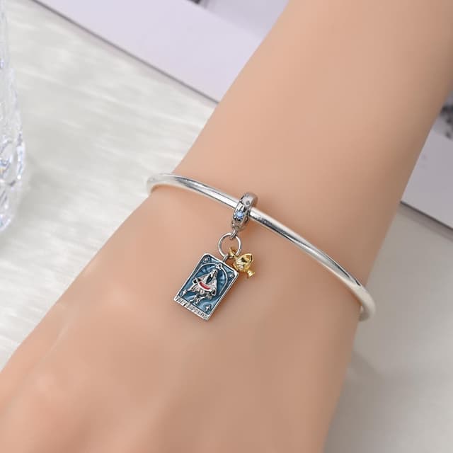 Detalle de QIKAOLA S925 Sterling Silber Charm Perlen mit Tarot-Motiven für Pandora-Armbänder und -Halsketten