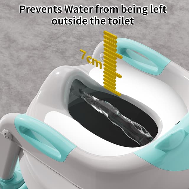 Detalle de Toilettensitz Kinder mit Treppe 2-in-1 DREI Treppe – höhenverstellbarer WC-Aufsatz für Jungen & Mädchen