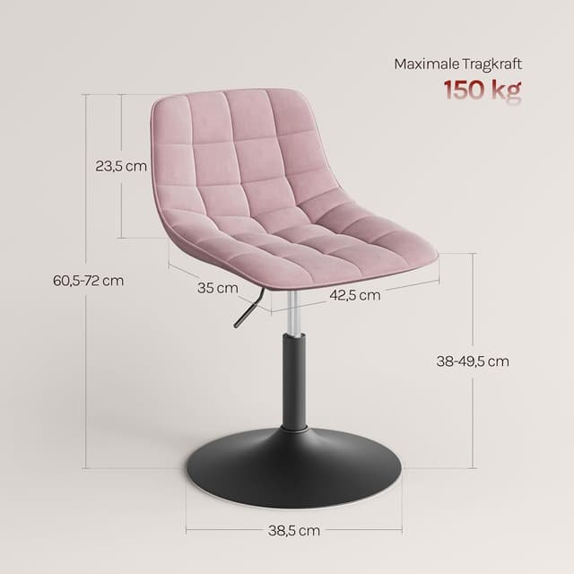 Detalle de WOLTU Schminktisch Stuhl Hocker BH300rs-1 – höhenverstellbar, 360° drehbar mit Rückenlehne (Rosa)