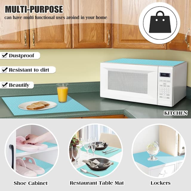 Detalle de Daixers 10-Pack Washable Fridge Liner Mats (Food-Grade EVA, Blue)