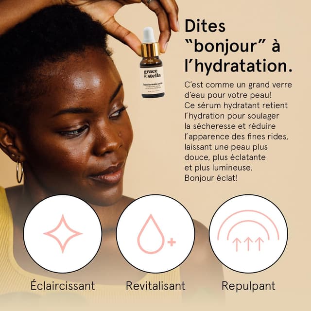 Detalle de grace & stella Kit Dew-Tox & Chill Coffret Beauté Femme : patchs pour les yeux + sérum à l’acide hyaluronique + spray à l’eau de rose