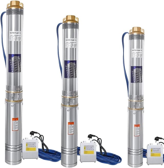 Detalle de Randaco Tiefbrunnenpumpe 0,75 kW aus Edelstahl – 20 m Kabel, max. 67 m Förderhöhe